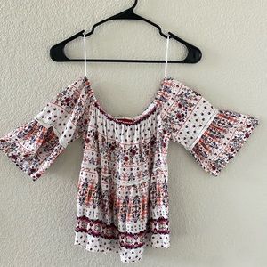 Floral off shoulder shirt